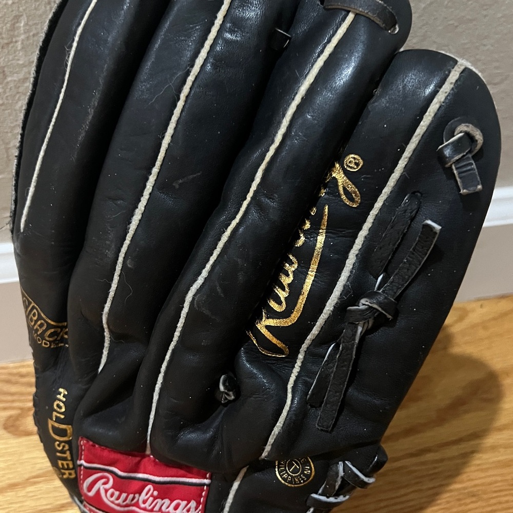 Rawlings Black Leather Baseball Glove with Gold Details